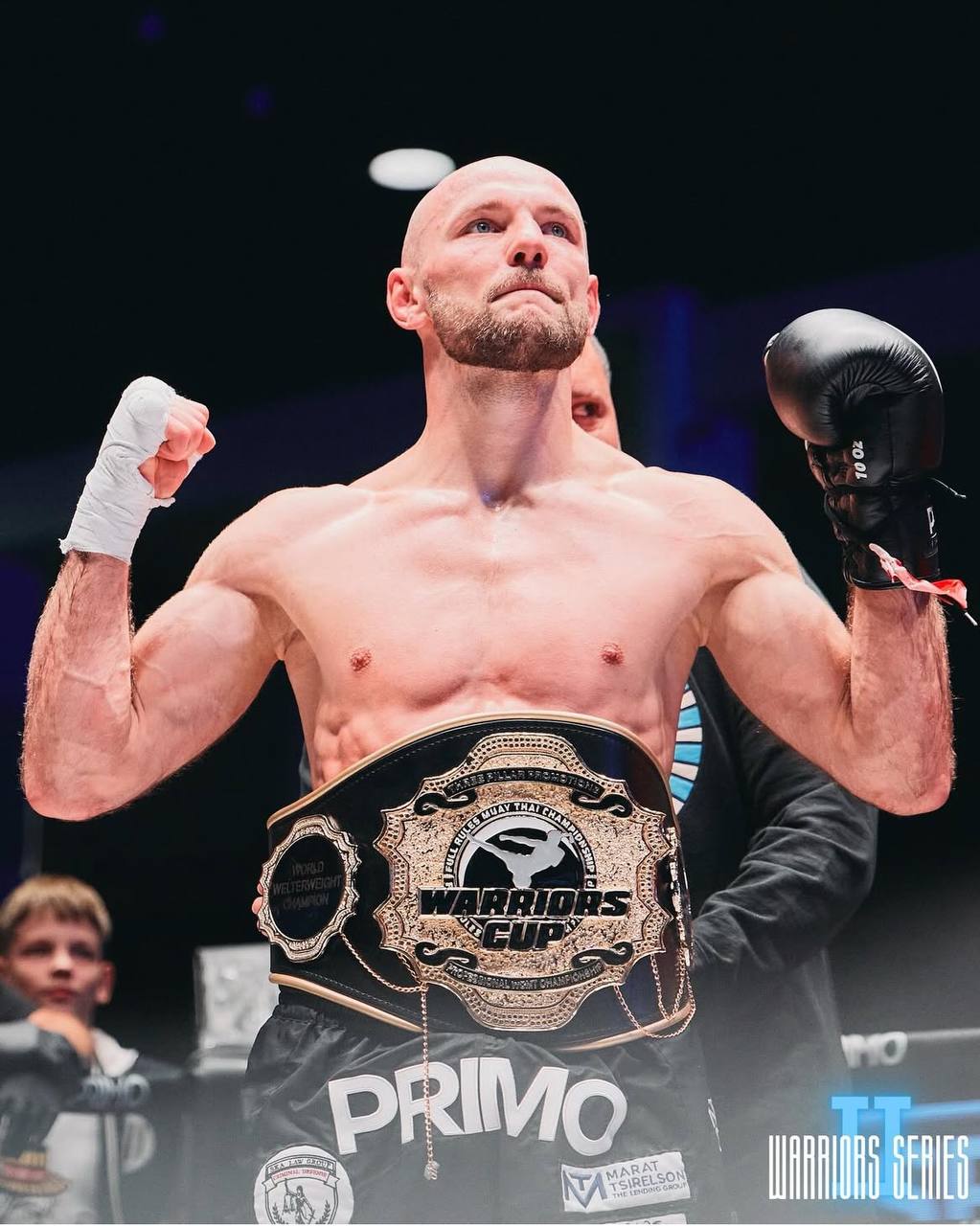 Coach Dzmitry with Warriors Cup welterweight belt